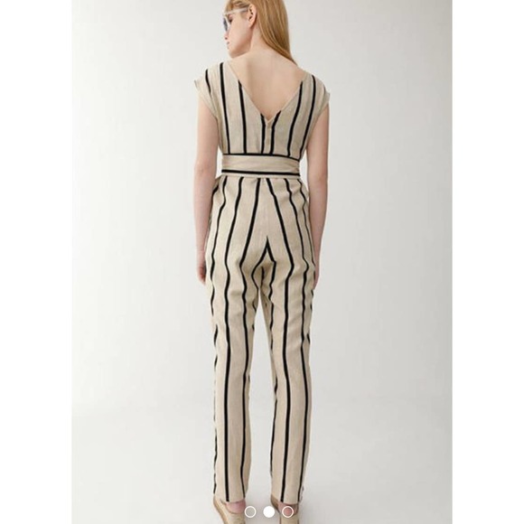 MOUSSY All in One Linen Striped Jumpsuit NEW Size Small - Picture 2 of 15